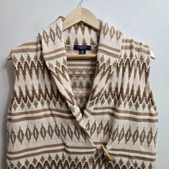 Chaps Womens Southwestern Knit Sweater Vest Size M Western Boho Aztec Fair Isle - Picture 2 of 10